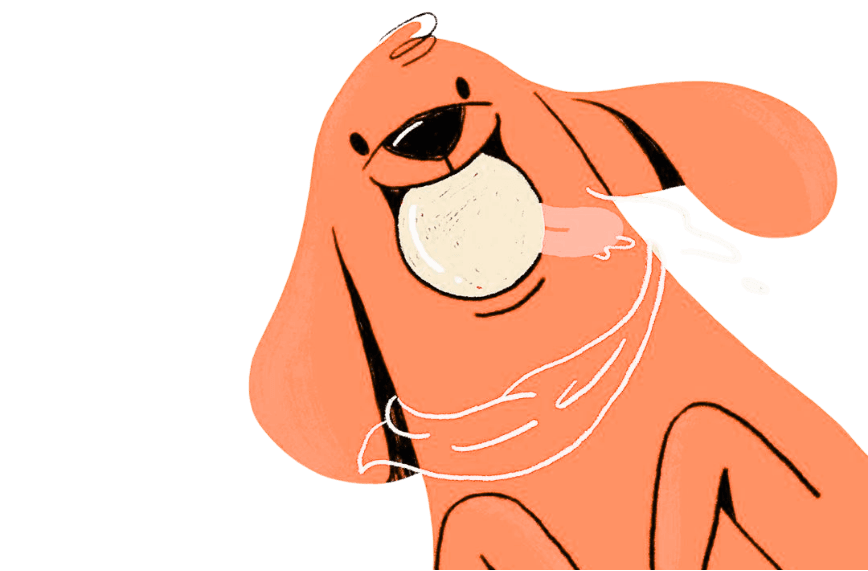 Ilustración de un perro con pelota